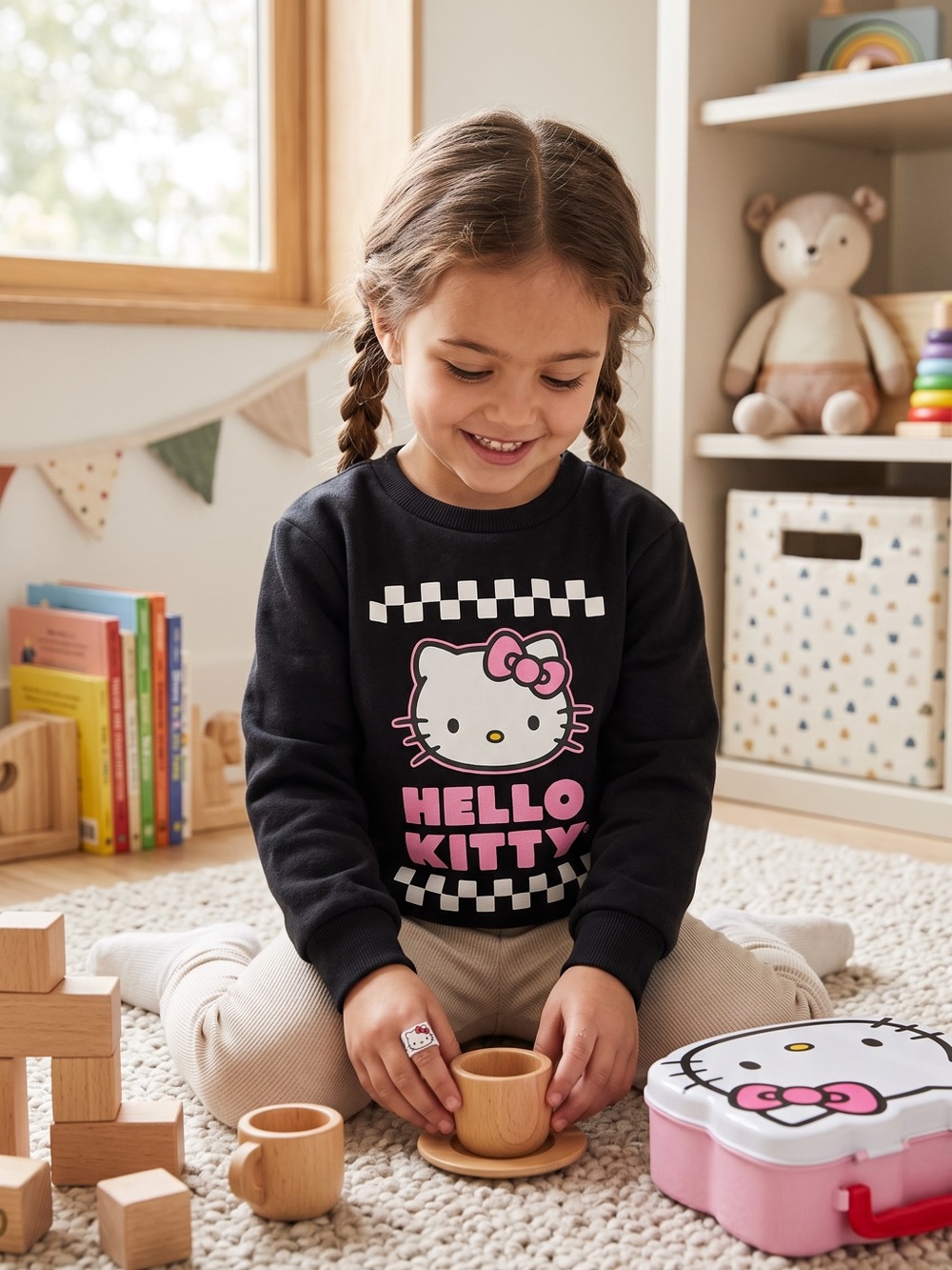 Hello Kitty Black Sweatshirt with Pink Graphic for Kids